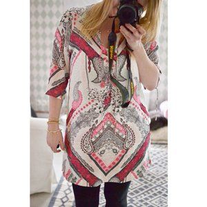 Odd Molly Anthropologie Fast Lane Mini Dress Paisley Printed Shift M-2